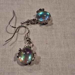 Oblong Shaped Small Illusional Colored Dangling Earrings